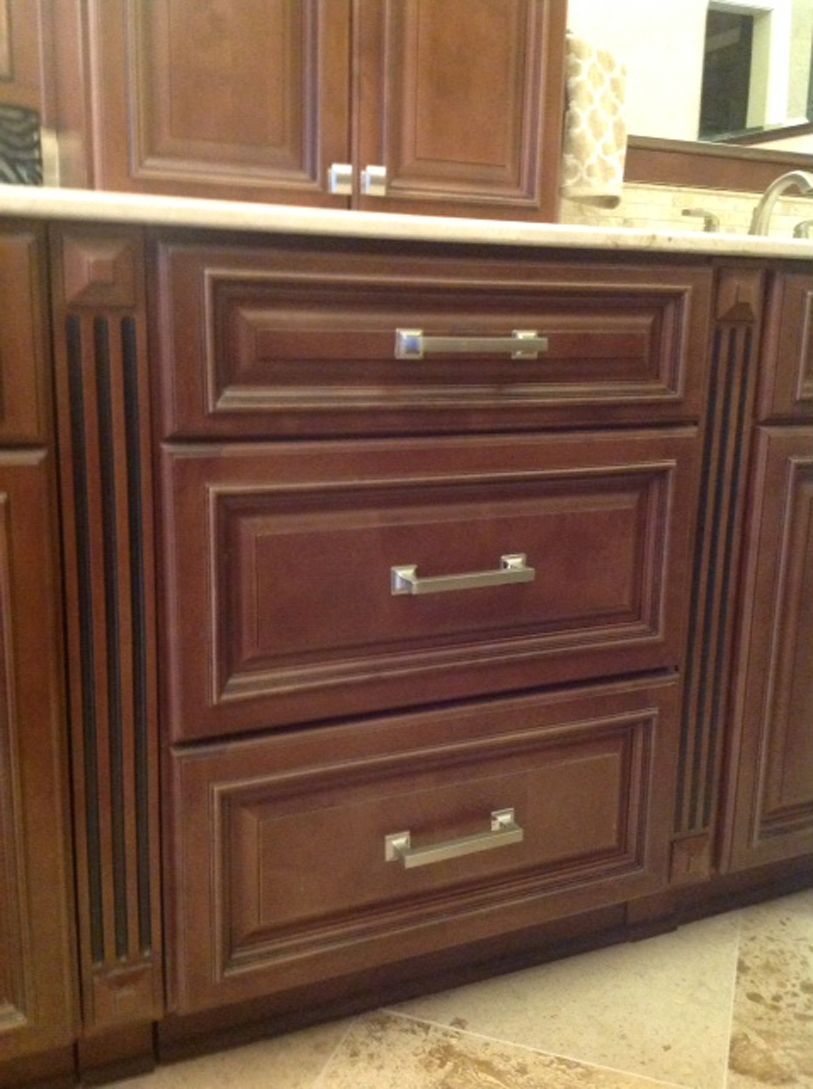 Copyright 2014 Kitchen Cabinet Discounts Trina Walnut Creek RTA Bathroom Vanity Drawer Base AFTER Bathroom Makeover